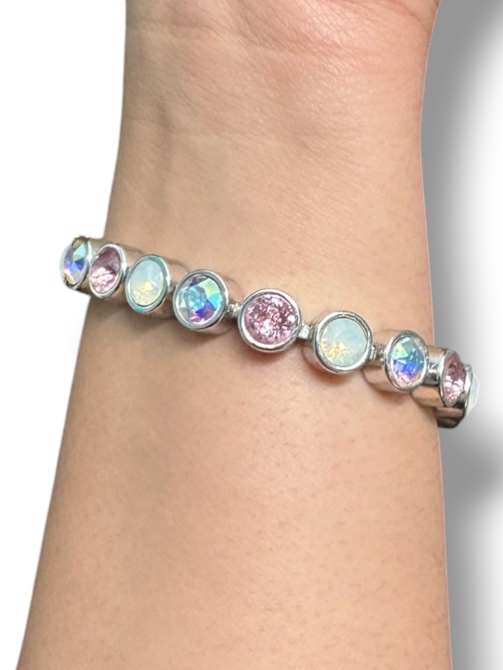 Touchstone Crystal by Swarovski TCS Pink Opal AB Crystal Bracelet